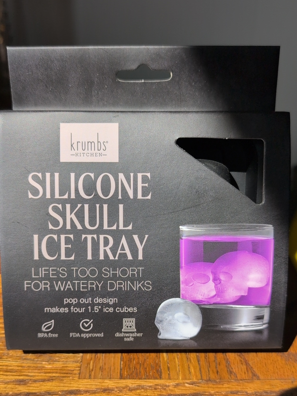 Black Silicone Skull Ice Tray - Novelty Party Ice Molds